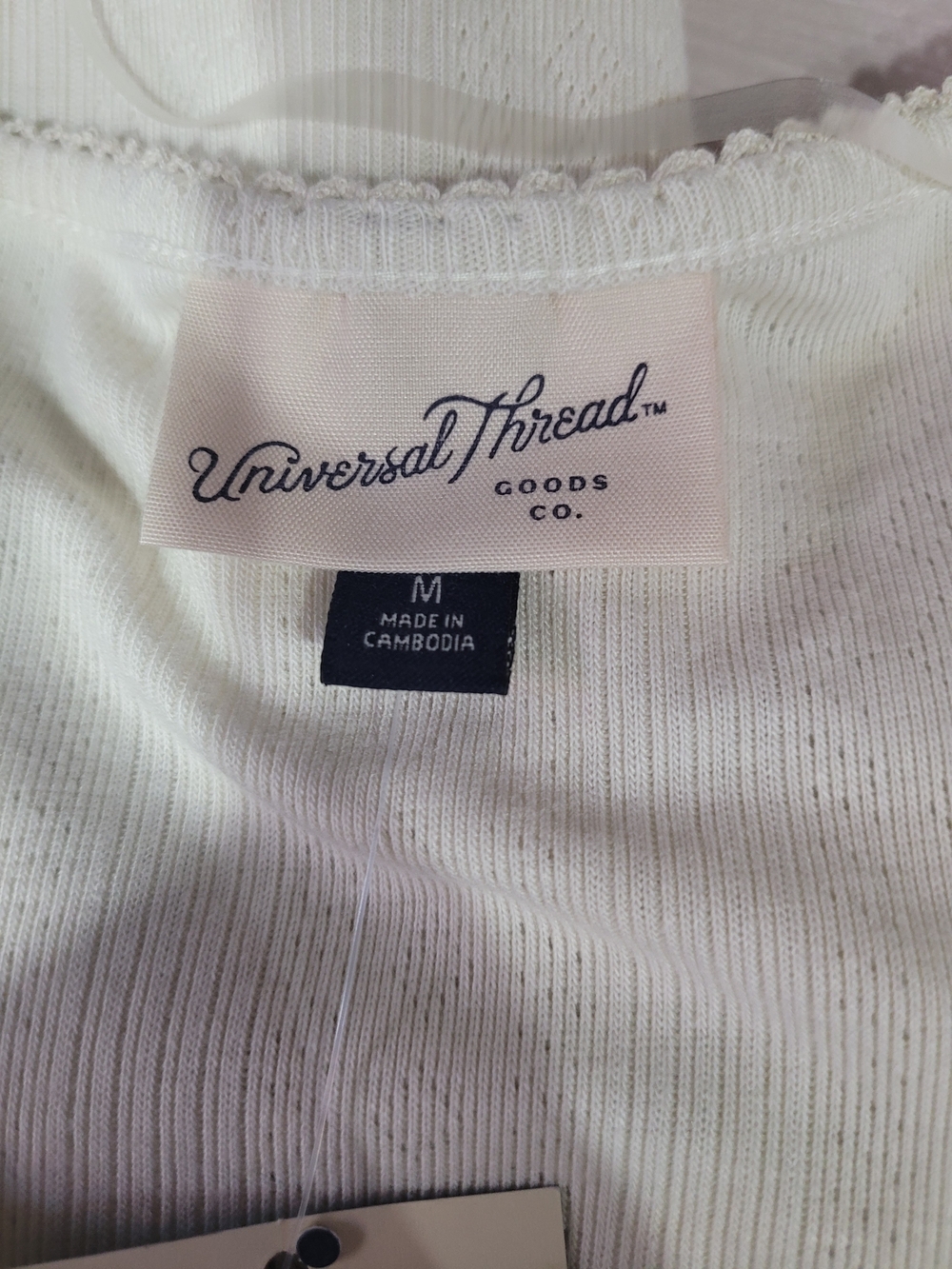 Universal Thread Cream Ribbed Button-Front Long Sleeve Top - Picture 4 of 4